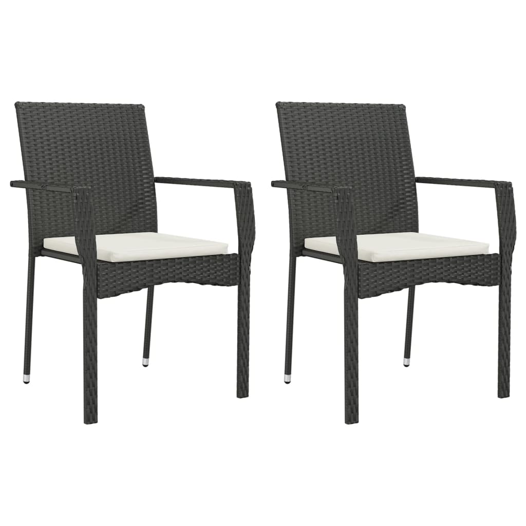 vidaXL Set mobilier de grădină cu perne, 7 piese, negru, poliratan vidaXL Set mobilier de grădină cu perne, 7 piese, negru, poliratan