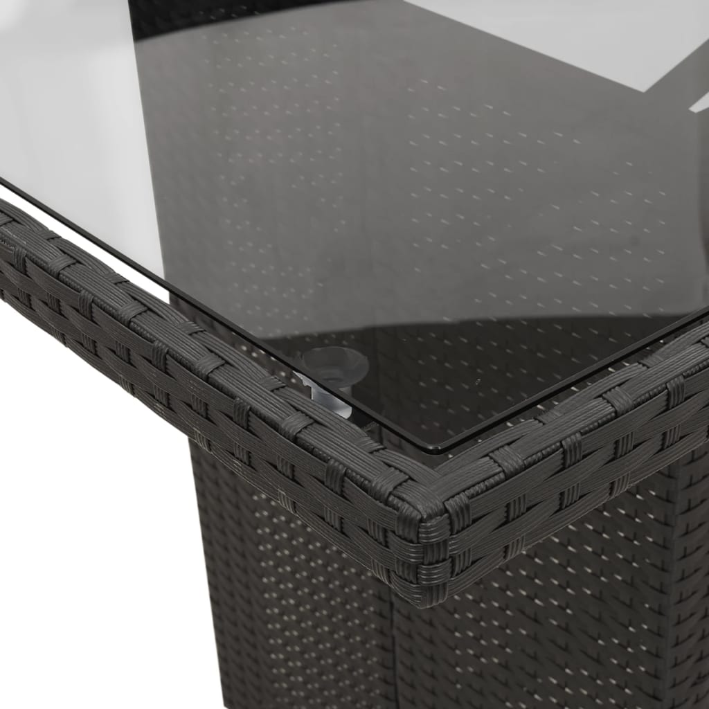 vidaXL Set mobilier de grădină cu perne, 9 piese, negru, poliratan