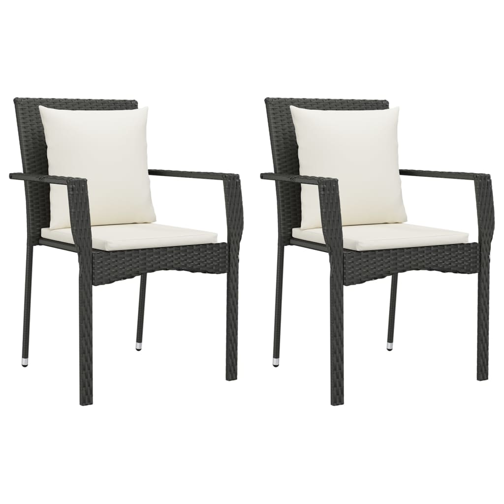 vidaXL Set mobilier de grădină cu perne, 9 piese, negru, poliratan