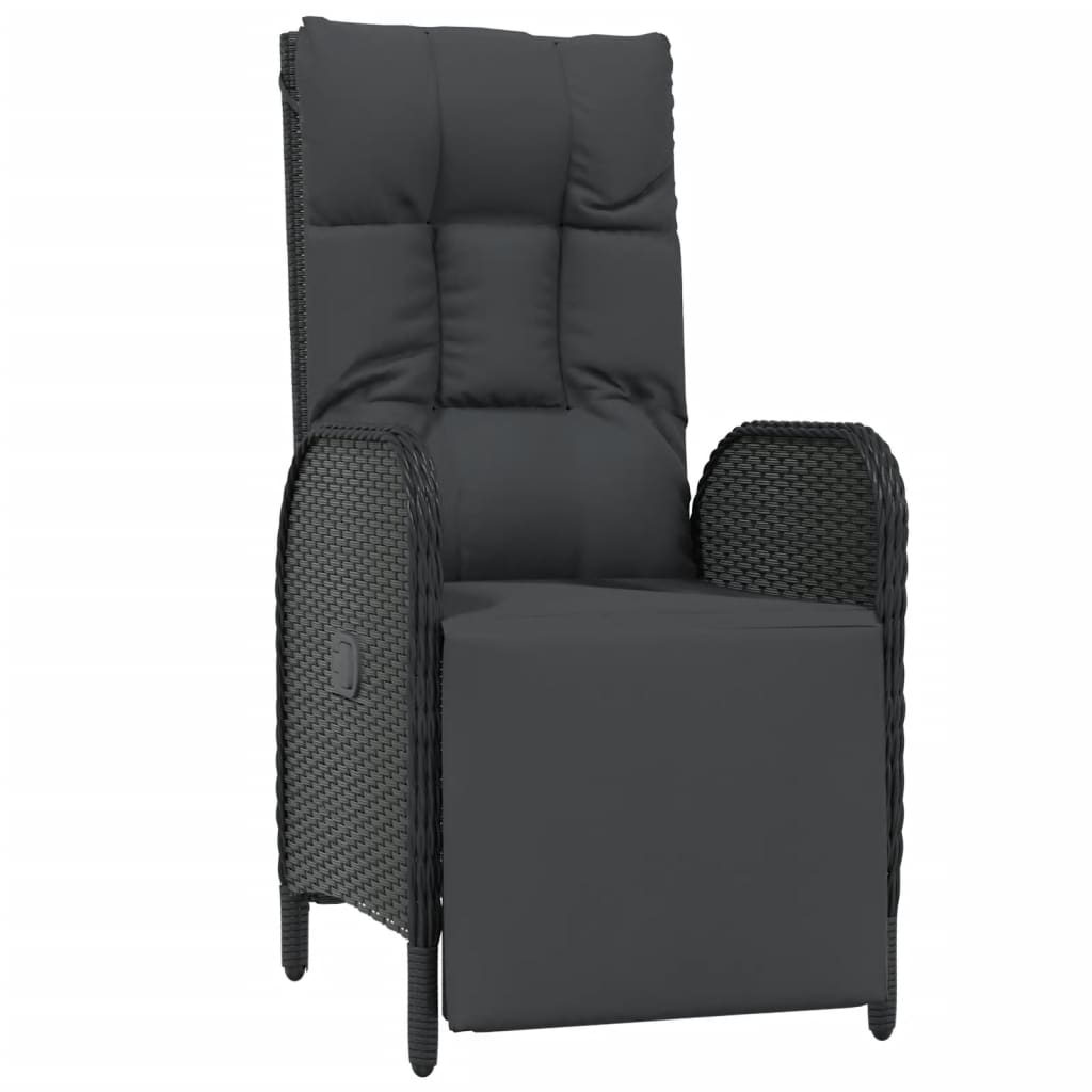 vidaXL Set mobilier de grădină cu perne, 7 piese, negru, poliratan vidaXL Set mobilier de grădină cu perne, 7 piese, negru, poliratan