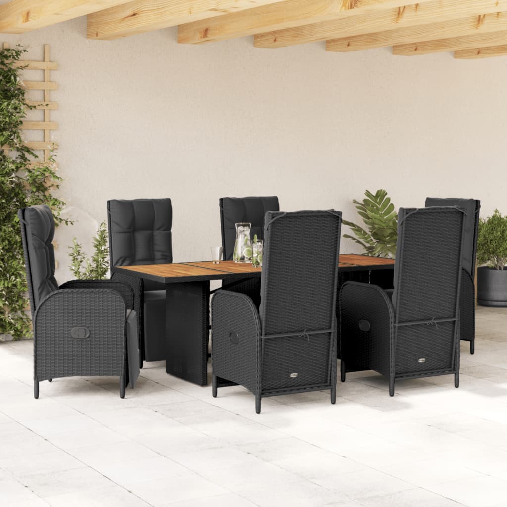 vidaXL Set mobilier de grădină cu perne, 7 piese, negru, poliratan vidaXL Set mobilier de grădină cu perne, 7 piese, negru, poliratan