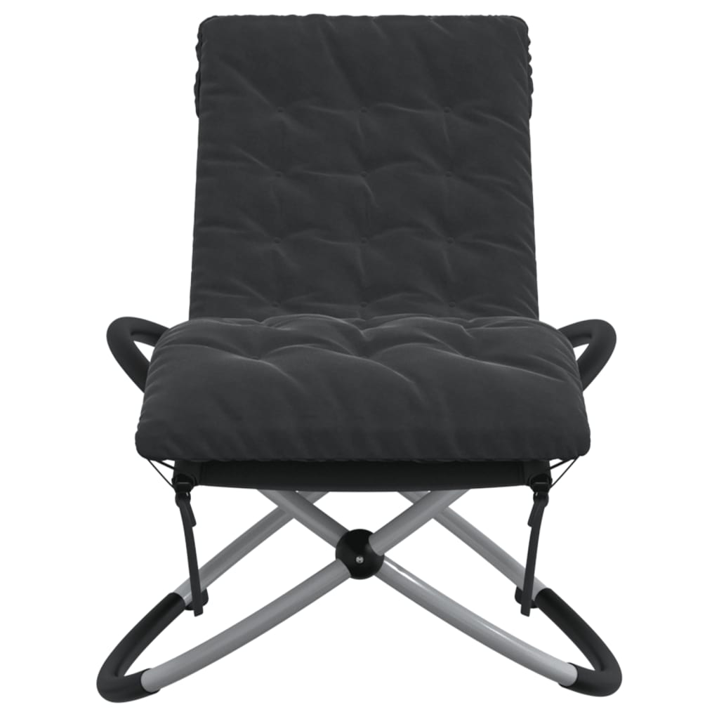 vidaXL Șezlong geometric cu pernă, negru și gri, oțel vidaXL Șezlong geometric cu pernă, negru și gri, oțel