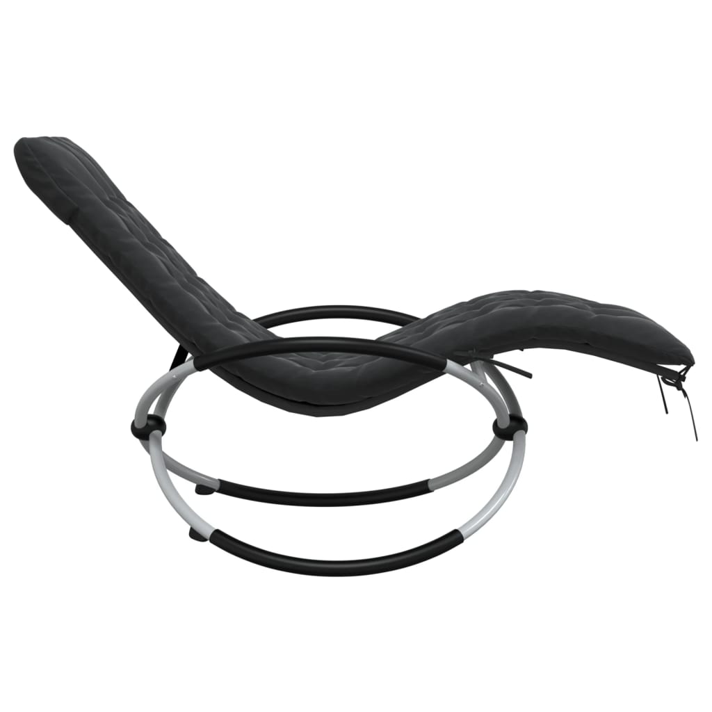 vidaXL Șezlong geometric cu pernă, negru și gri, oțel vidaXL Șezlong geometric cu pernă, negru și gri, oțel