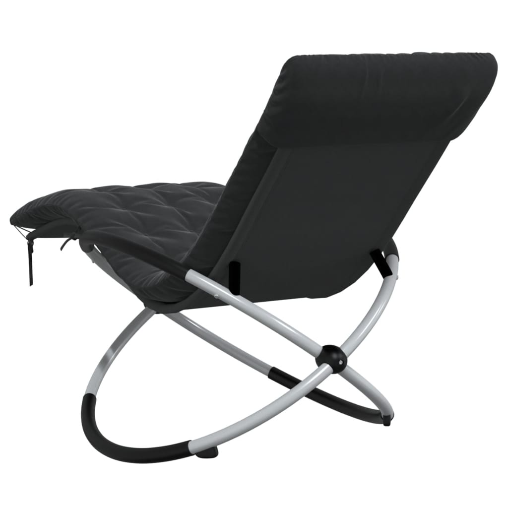 vidaXL Șezlong geometric cu pernă, negru și gri, oțel vidaXL Șezlong geometric cu pernă, negru și gri, oțel