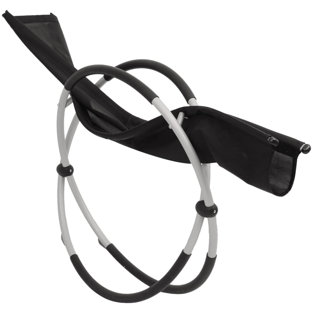 vidaXL Șezlong geometric cu pernă, negru și gri, oțel vidaXL Șezlong geometric cu pernă, negru și gri, oțel