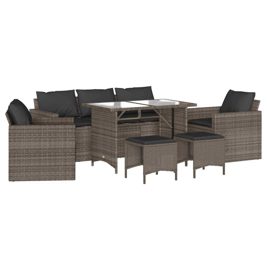 vidaXL Set mobilier grădină cu perne, 6 piese, gri, poliratan vidaXL Set mobilier grădină cu perne, 6 piese, gri, poliratan