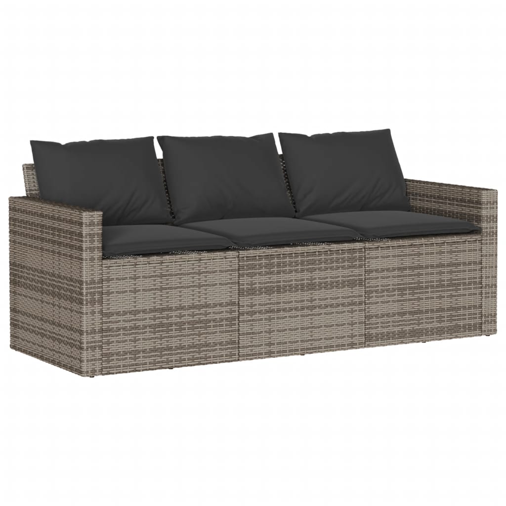 vidaXL Set mobilier grădină cu perne, 6 piese, gri, poliratan