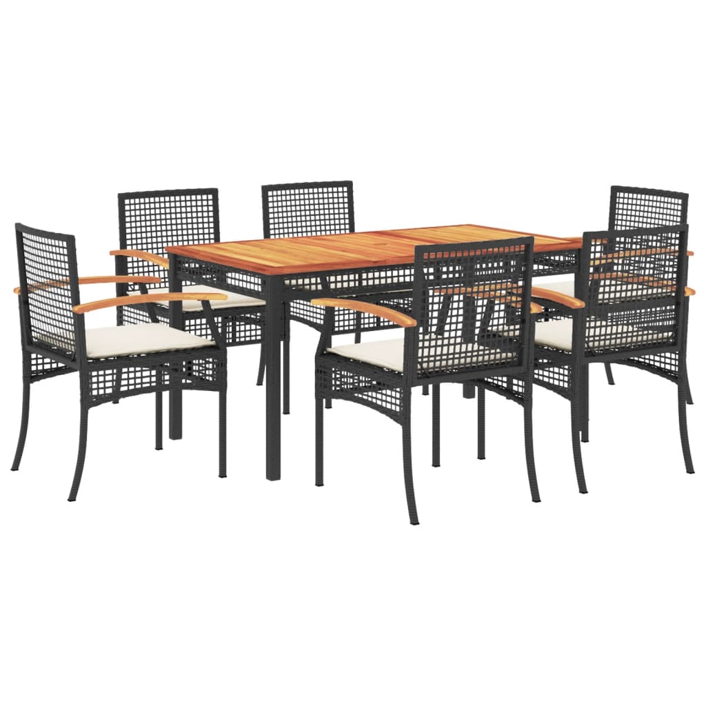 vidaXL Set mobilier de grădină cu perne, 7 piese, negru, poliratan vidaXL Set mobilier de grădină cu perne, 7 piese, negru, poliratan