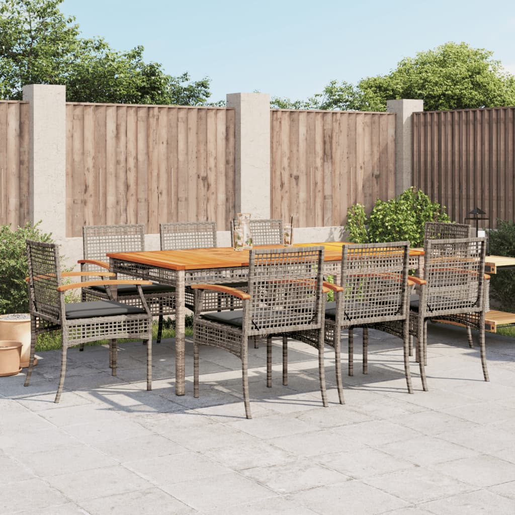 vidaXL Set mobilier grădină cu perne, 9 piese, gri, poliratan vidaXL Set mobilier grădină cu perne, 9 piese, gri, poliratan