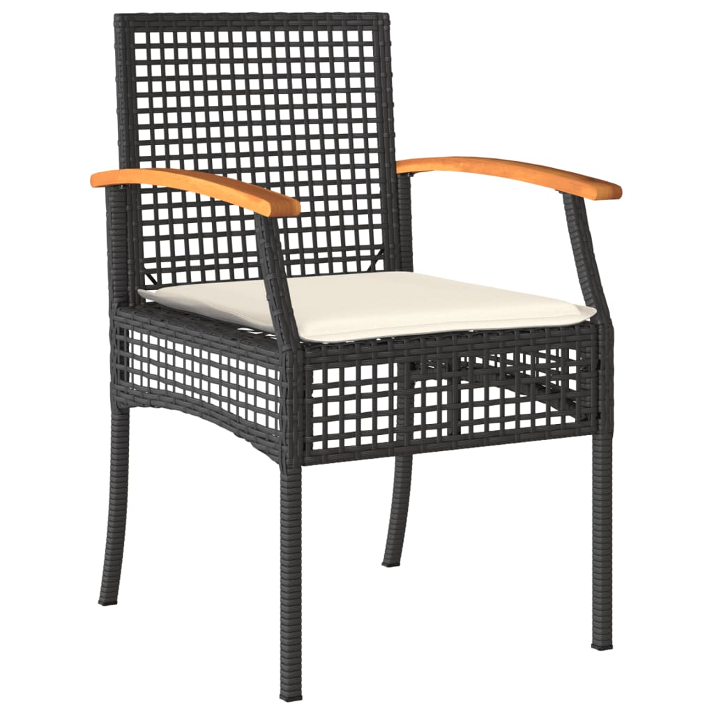vidaXL Set mobilier de grădină cu perne, 9 piese, negru, poliratan