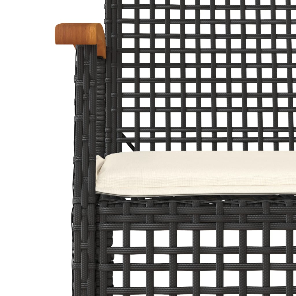 vidaXL Set mobilier de grădină cu perne, 9 piese, negru, poliratan