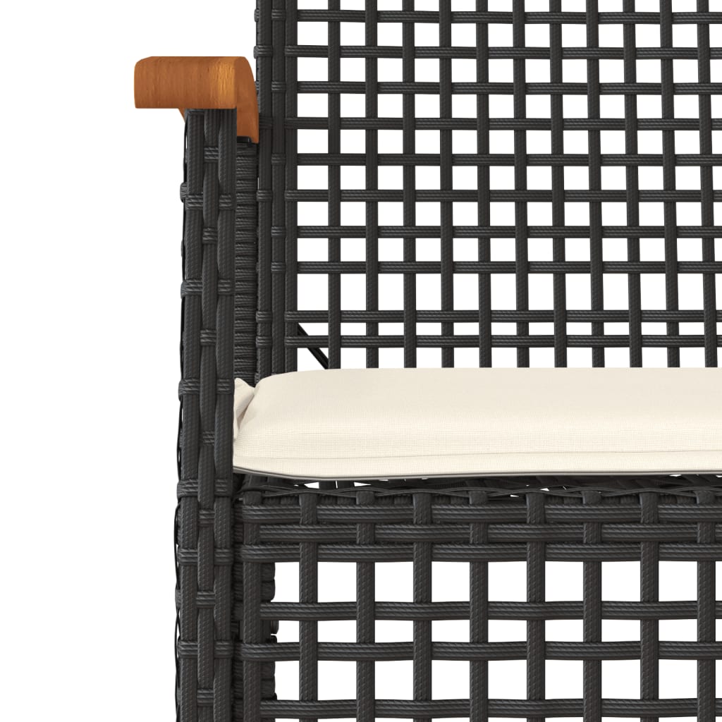 vidaXL Set mobilier de grădină cu perne, 9 piese, negru, poliratan