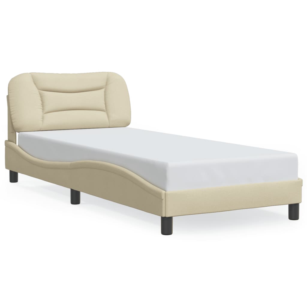 vidaXL Cadru de pat cu LED fără saltea cremă 80x200 cm țesătură vidaXL Cadru de pat cu LED fără saltea cremă 80x200 cm țesătură