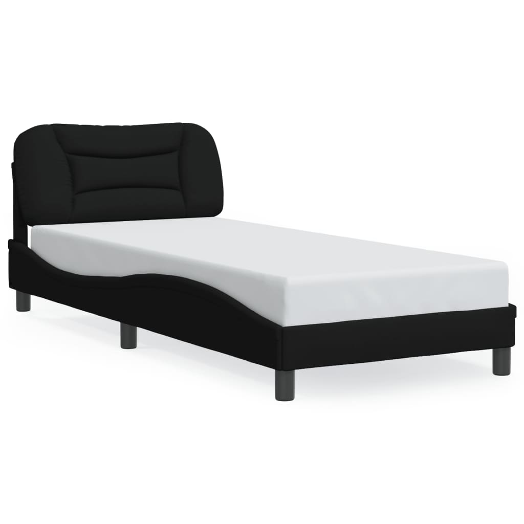 vidaXL Cadru de pat cu LED fără saltea țesătură neagră 90x190 cm