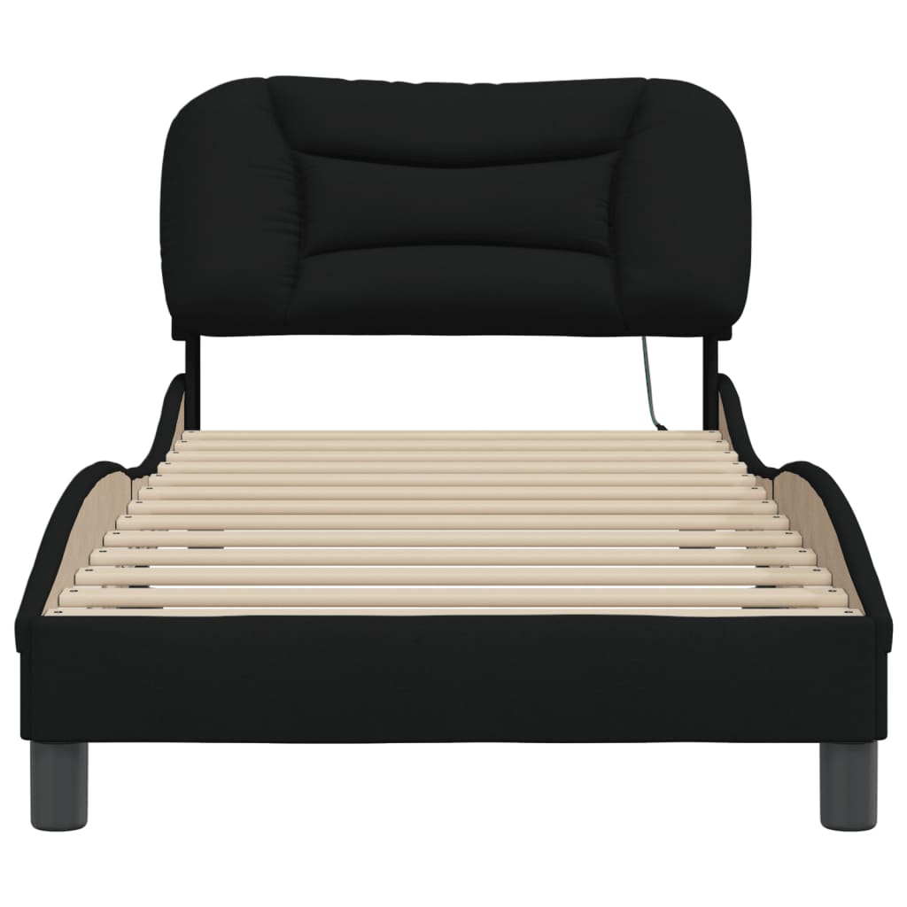 vidaXL Cadru de pat cu LED fără saltea țesătură neagră 90x190 cm