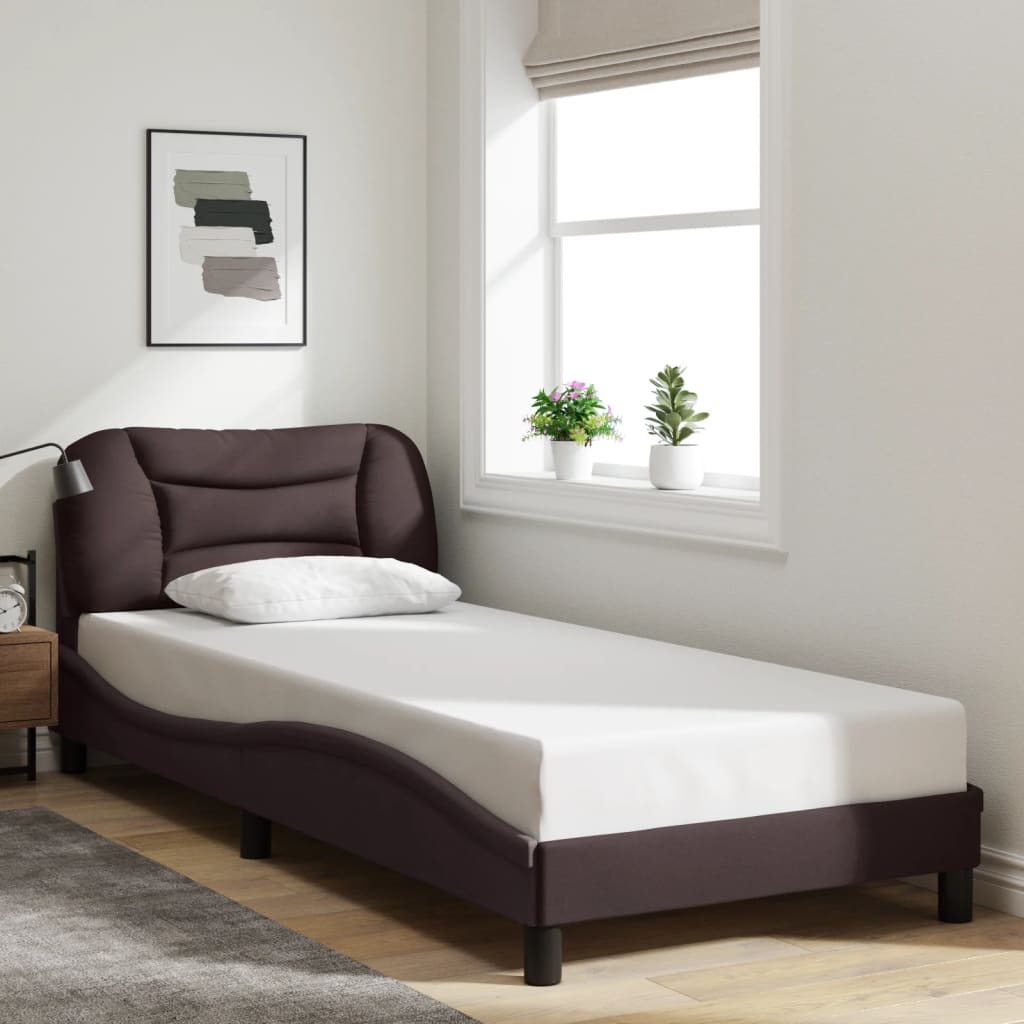 vidaXL Cadru de pat cu LED fără saltea țesătură maro închis 90x200 cm