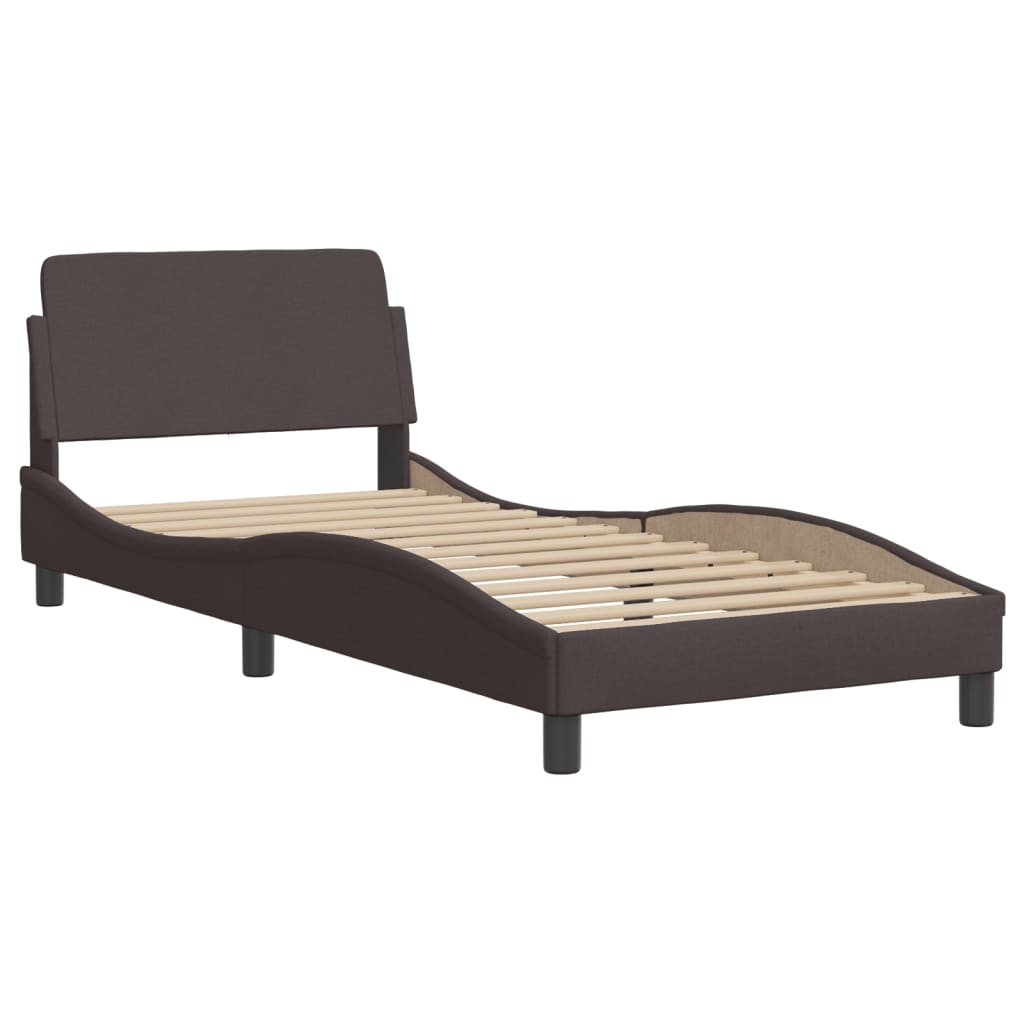 vidaXL Cadru de pat cu LED fără saltea țesătură maro închis 90x200 cm