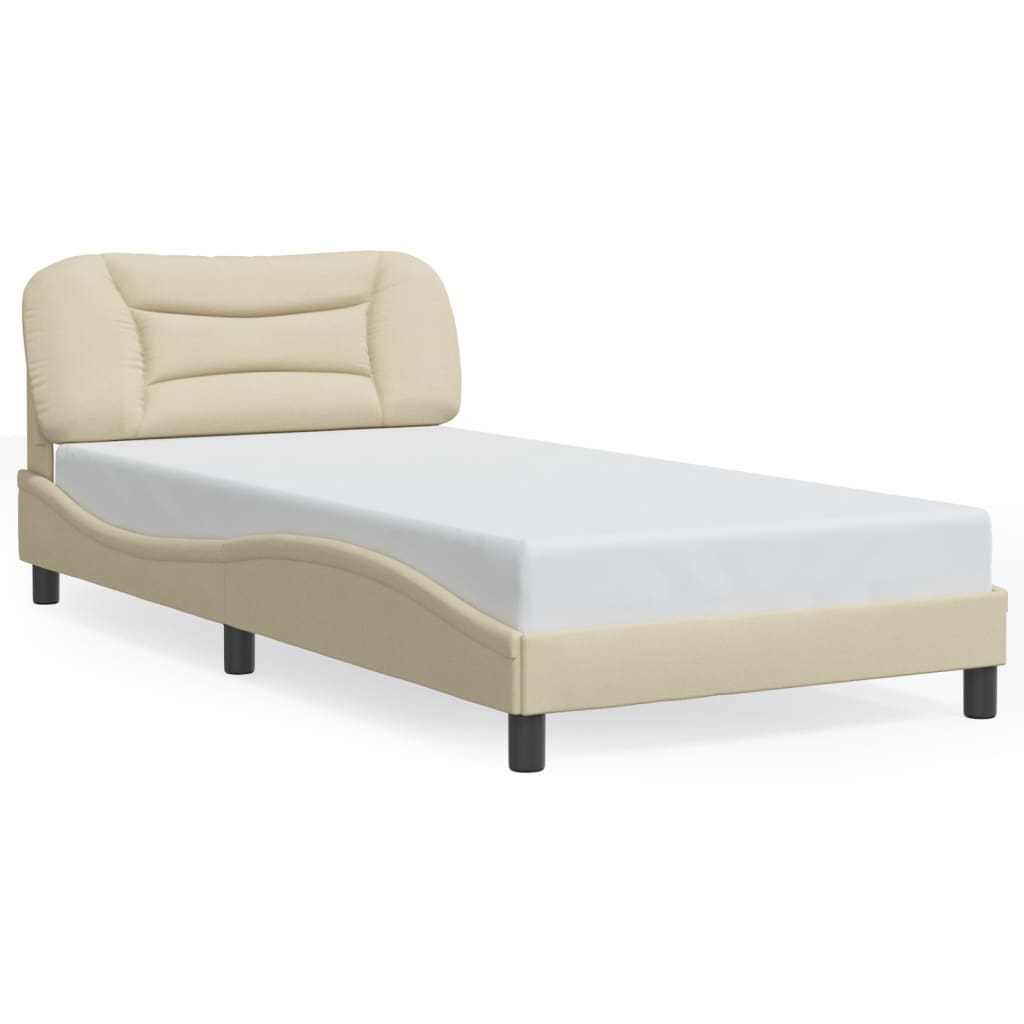 vidaXL Cadru de pat cu LED fără saltea cremă 100x200 cm țesătură vidaXL Cadru de pat cu LED fără saltea cremă 100x200 cm țesătură