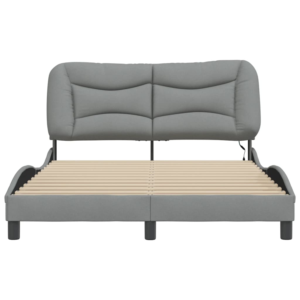 vidaXL Cadru de pat cu LED fără saltea Gri deschis 120x200 cm Material vidaXL Cadru de pat cu LED fără saltea Gri deschis 120x200 cm Material
