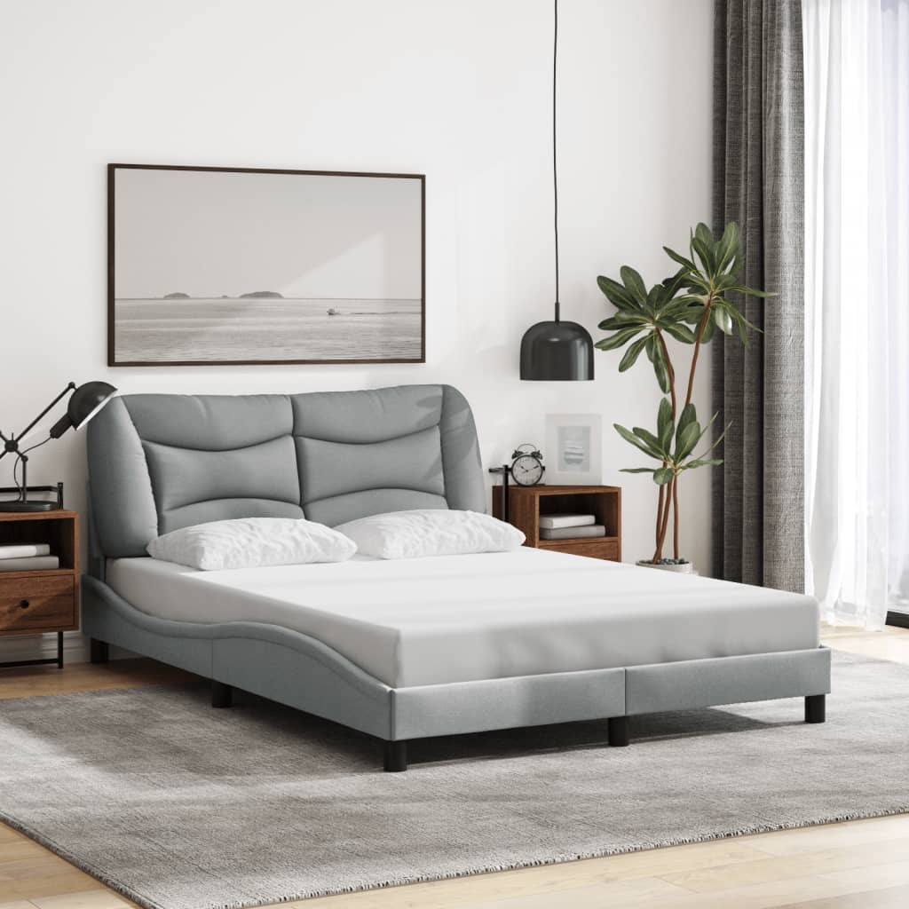 vidaXL Cadru de pat cu LED fără saltea Gri deschis 140x190 cm Material vidaXL Cadru de pat cu LED fără saltea Gri deschis 140x190 cm Material