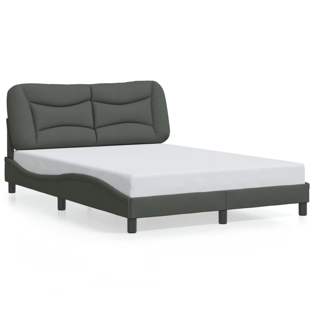 vidaXL Cadru de pat cu LED fără saltea Gri închis 140x190 cm Material vidaXL Cadru de pat cu LED fără saltea Gri închis 140x190 cm Material