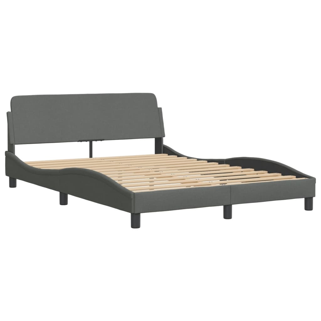 vidaXL Cadru de pat cu LED fără saltea Gri închis 140x190 cm Material vidaXL Cadru de pat cu LED fără saltea Gri închis 140x190 cm Material