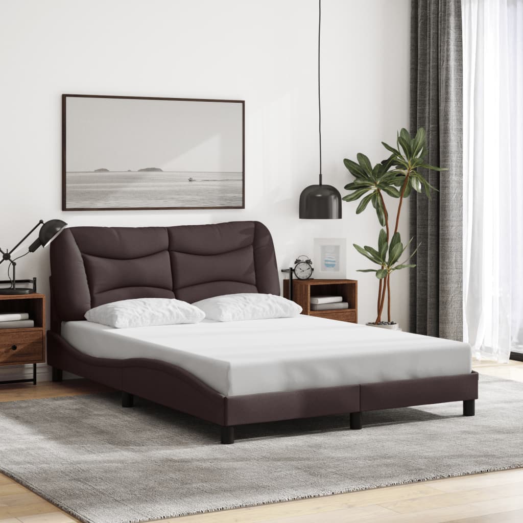 vidaXL Cadru de pat cu LED fără saltea țesătură maro închis 140x190 cm