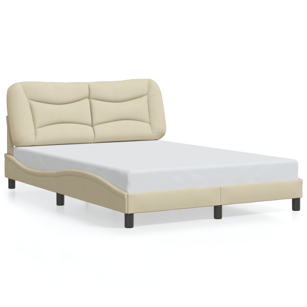 vidaXL Cadru de pat cu LED fără saltea cremă 140x190 cm țesătură vidaXL Cadru de pat cu LED fără saltea cremă 140x190 cm țesătură