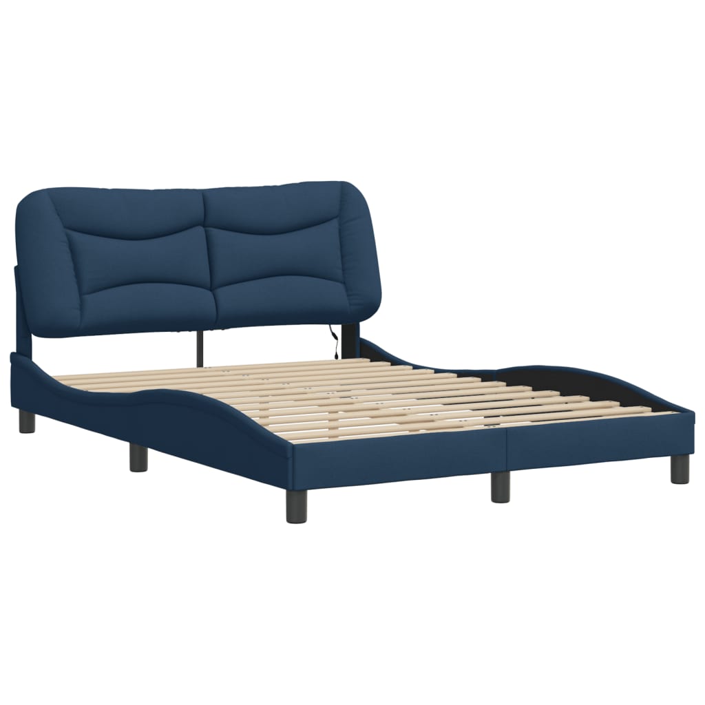 vidaXL Cadru de pat cu LED fără saltea Albastru 140x190 cm Material