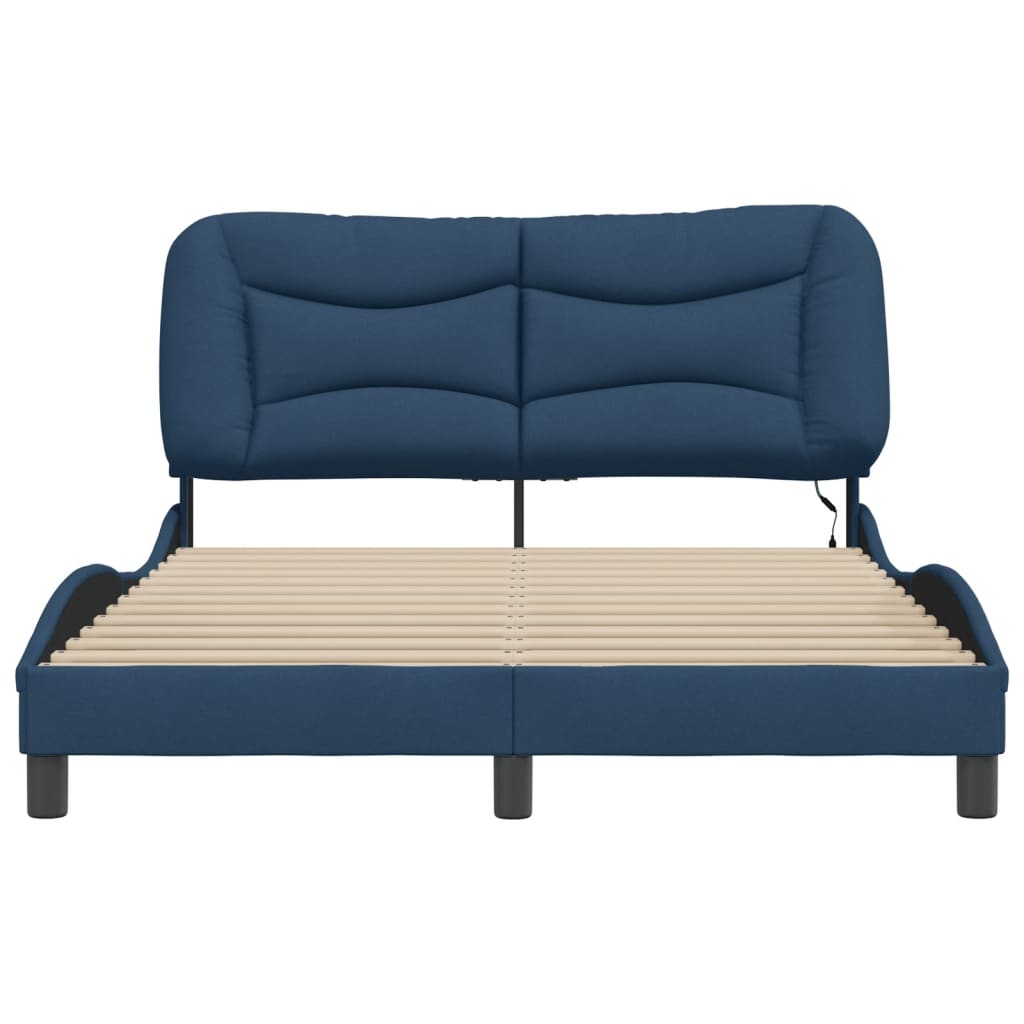 vidaXL Cadru de pat cu LED fără saltea Albastru 140x190 cm Material