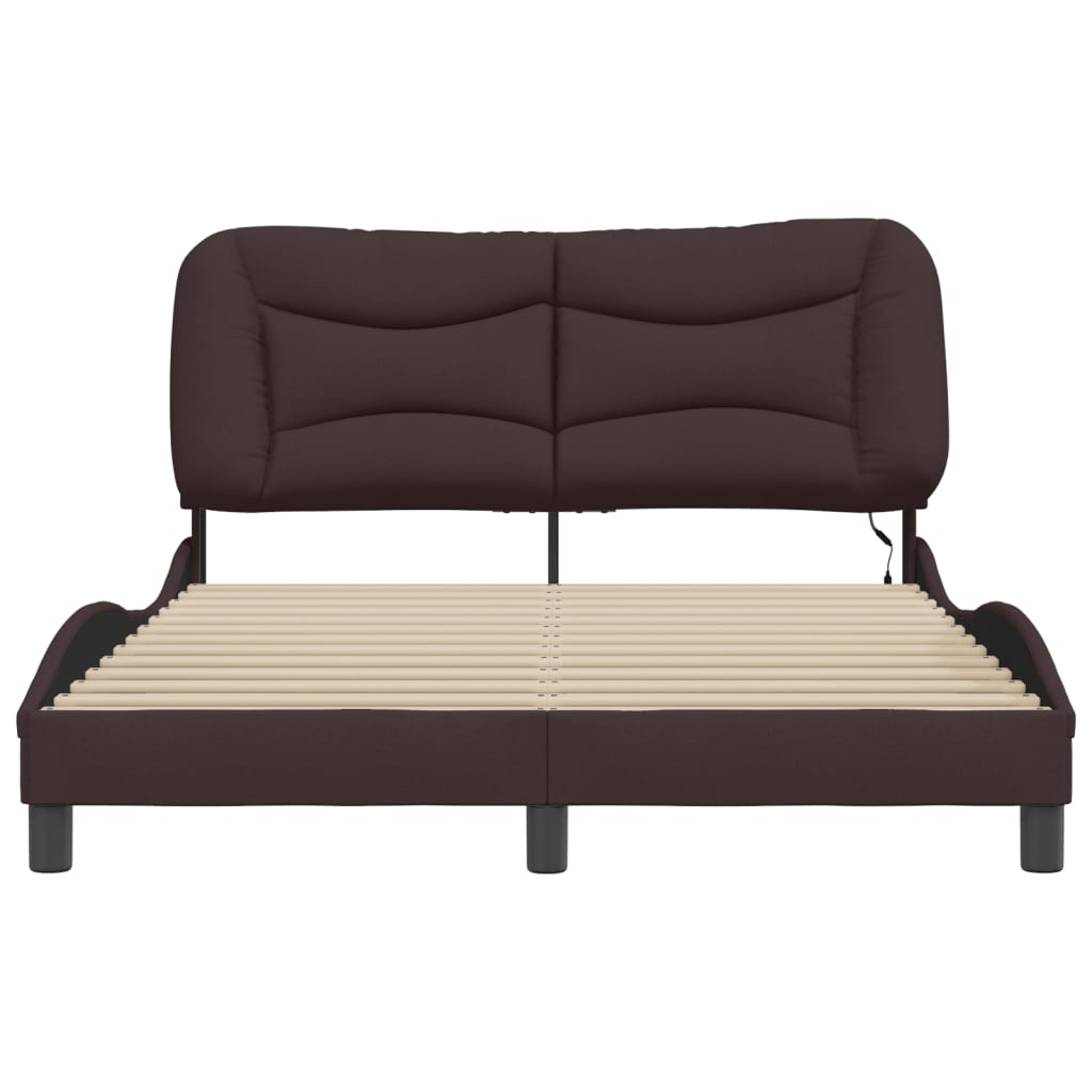 vidaXL Cadru de pat cu LED fără saltea țesătură maro închis 140x200 cm