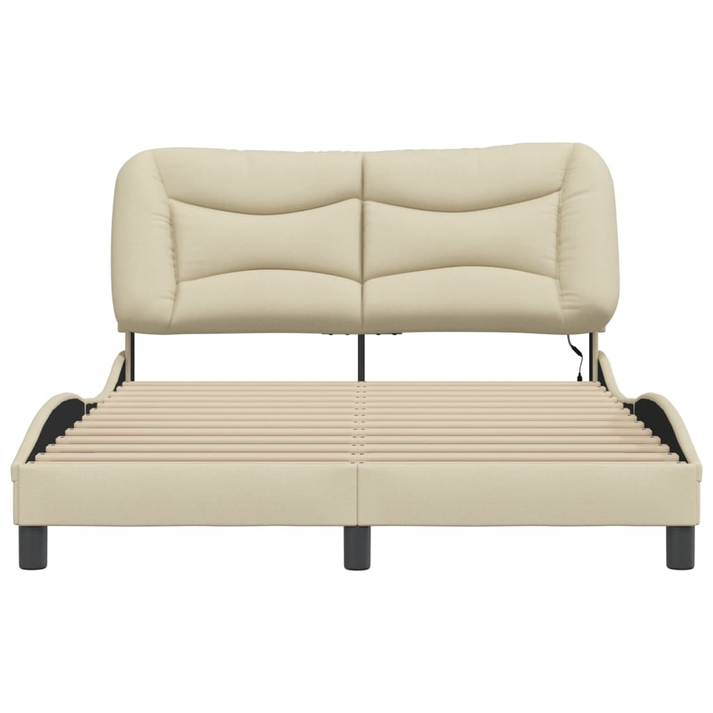 vidaXL Cadru de pat cu LED fără saltea cremă 140x200 cm țesătură vidaXL Cadru de pat cu LED fără saltea cremă 140x200 cm țesătură