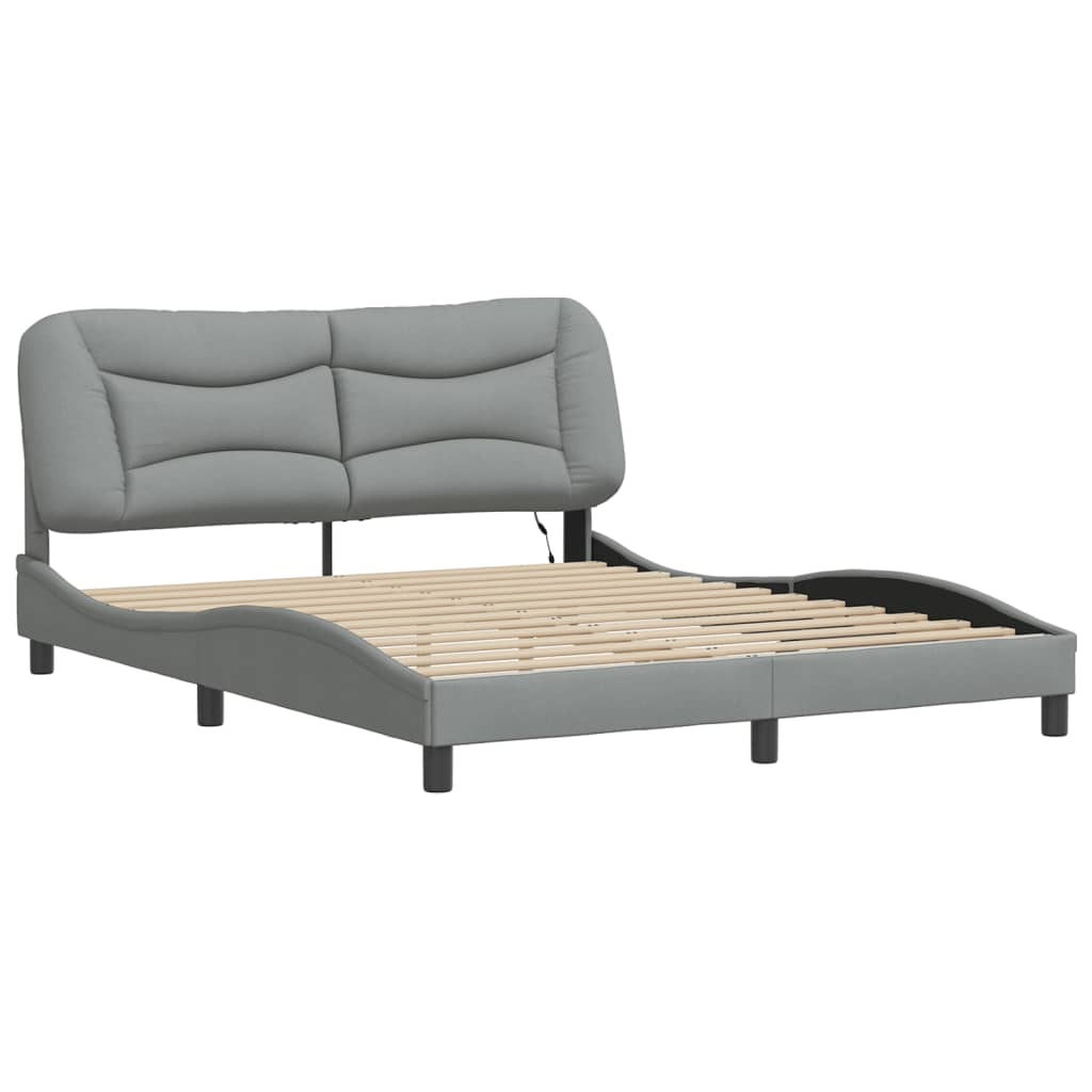 vidaXL Cadru de pat cu LED fără saltea Gri deschis 160x200 cm Material