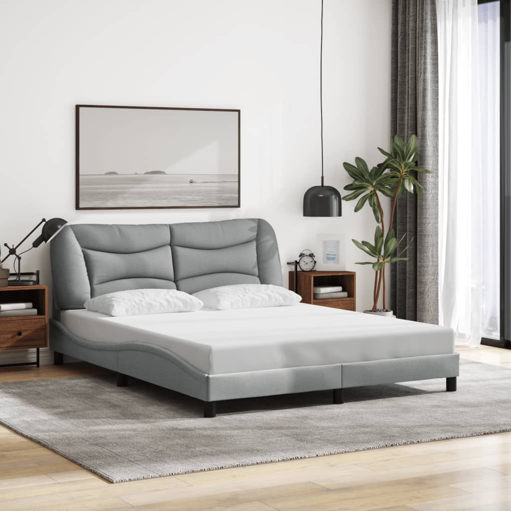 vidaXL Cadru de pat cu LED fără saltea Gri deschis 160x200 cm Material