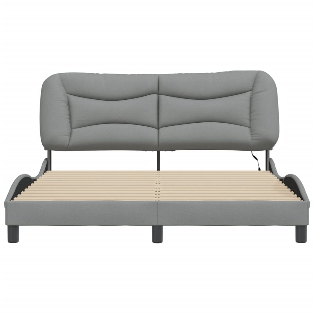 vidaXL Cadru de pat cu LED fără saltea Gri deschis 160x200 cm Material