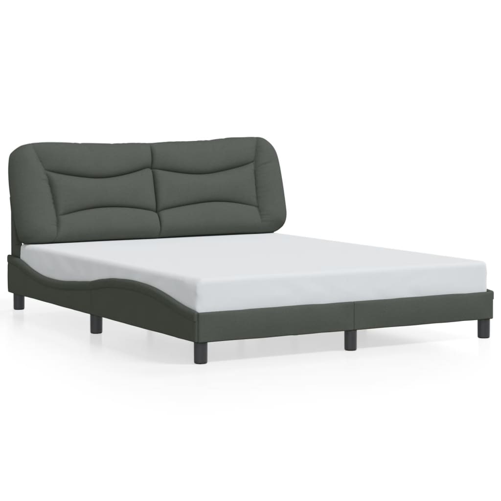vidaXL Cadru de pat cu LED fără saltea Gri închis 160x200 cm Material vidaXL Cadru de pat cu LED fără saltea Gri închis 160x200 cm Material