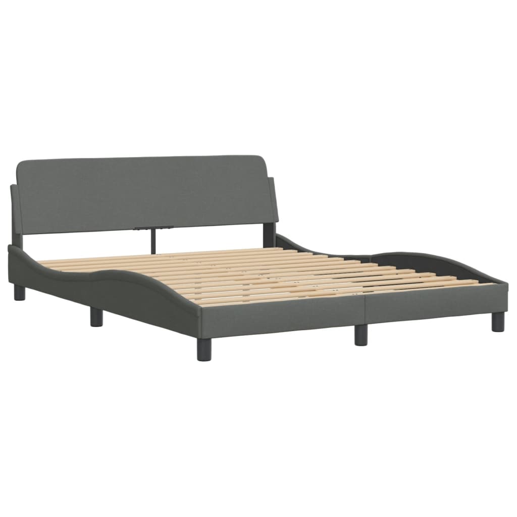 vidaXL Cadru de pat cu LED fără saltea Gri închis 160x200 cm Material vidaXL Cadru de pat cu LED fără saltea Gri închis 160x200 cm Material