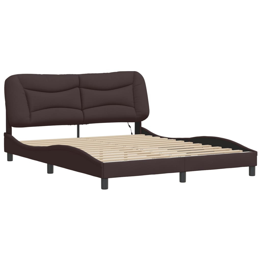 vidaXL Cadru de pat cu LED fără saltea țesătură maro închis 160x200 cm