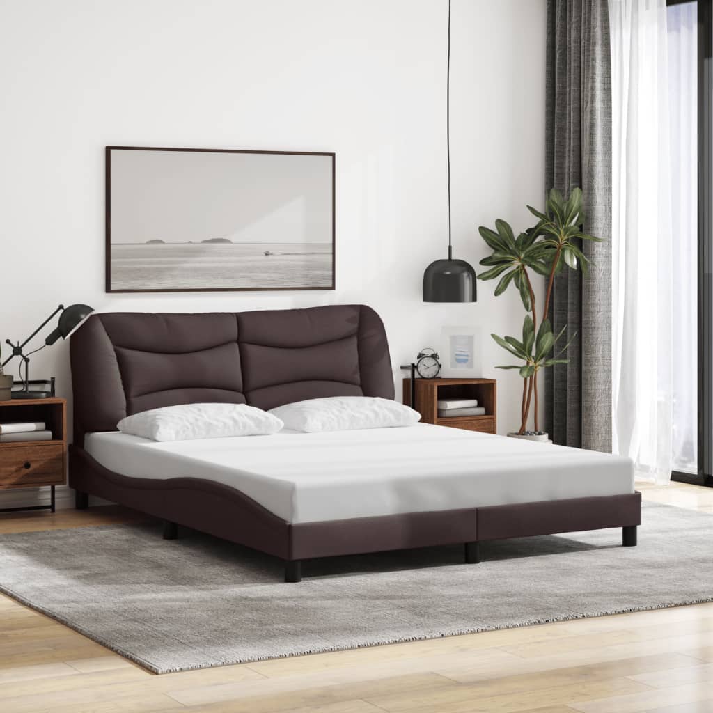 vidaXL Cadru de pat cu LED fără saltea țesătură maro închis 160x200 cm
