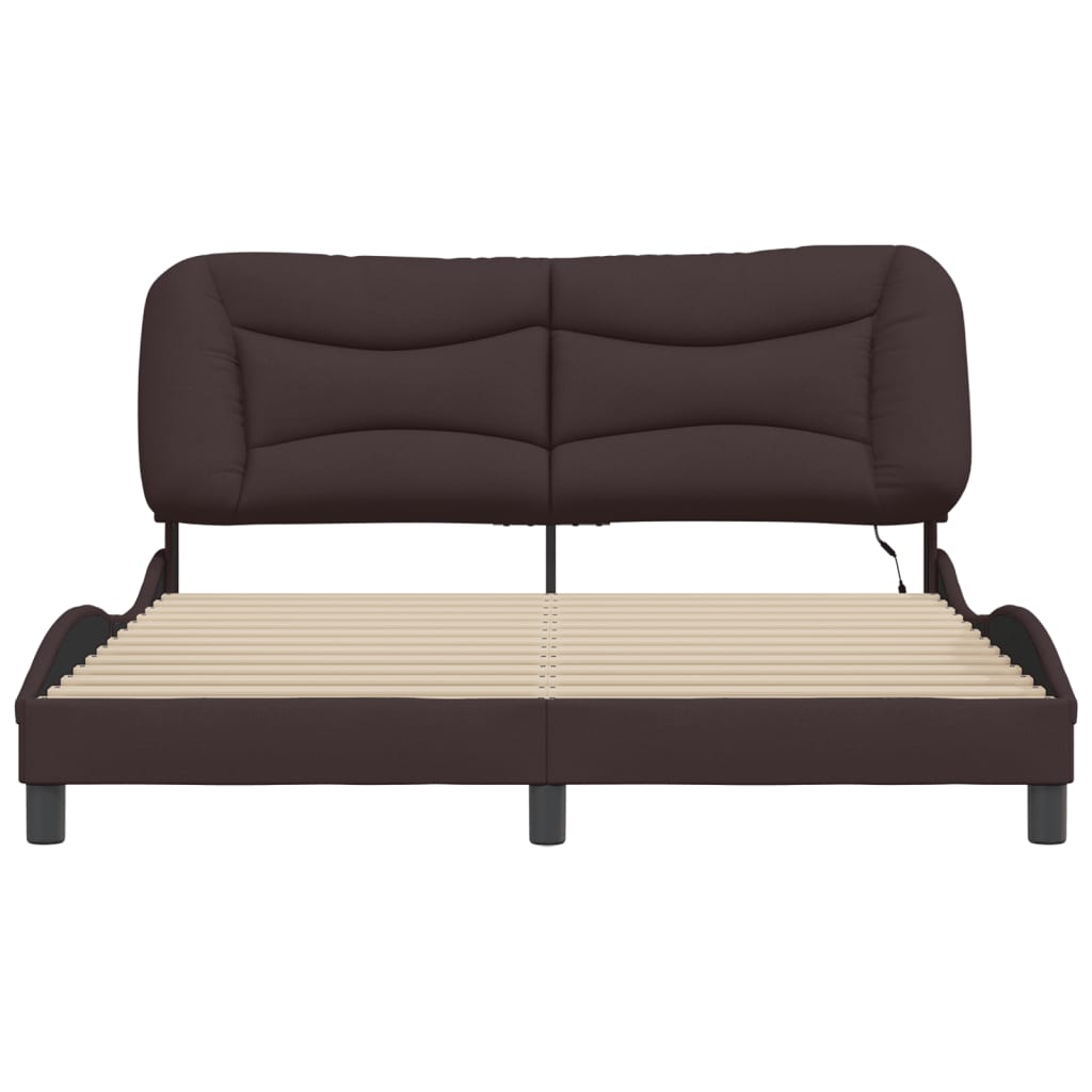 vidaXL Cadru de pat cu LED fără saltea țesătură maro închis 160x200 cm