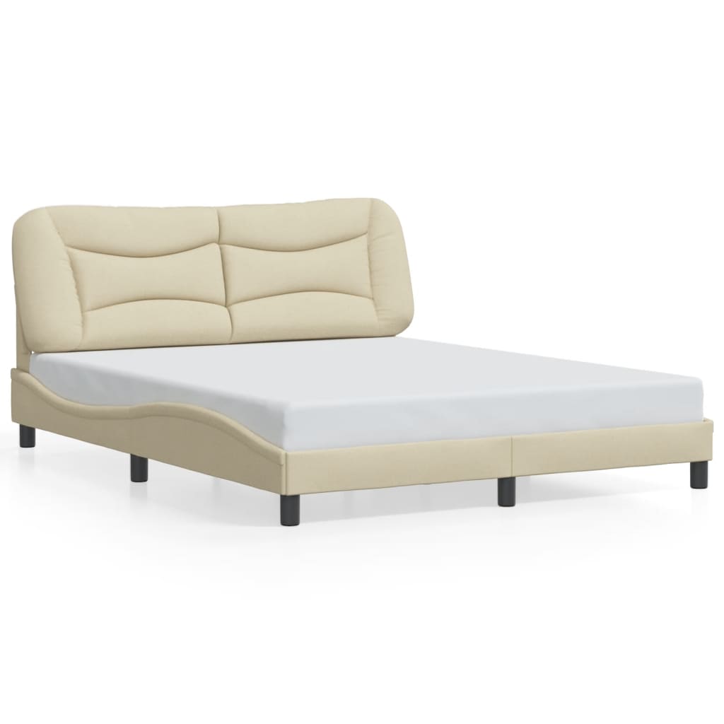 vidaXL Cadru de pat cu LED fără saltea cremă 160x200 cm țesătură