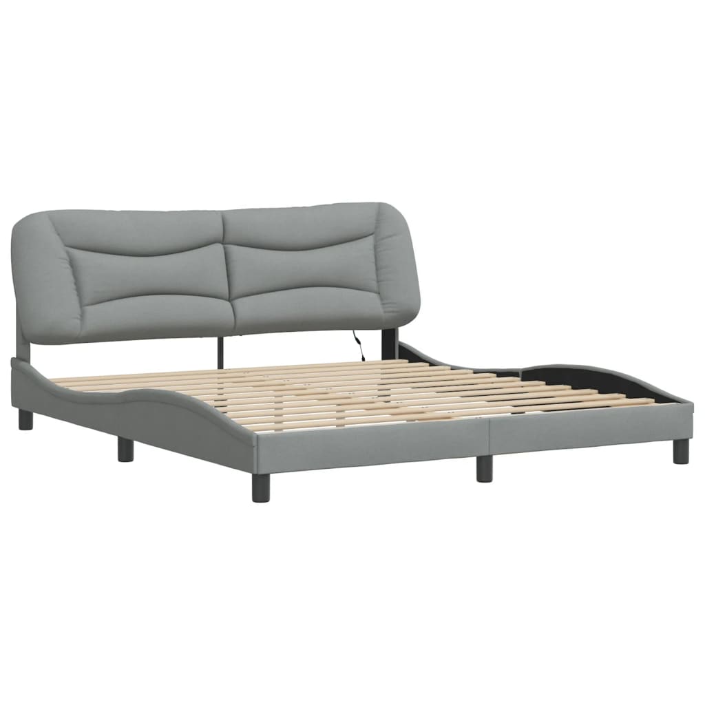 vidaXL Cadru de pat cu LED fără saltea Gri deschis 180x200 cm Material vidaXL Cadru de pat cu LED fără saltea Gri deschis 180x200 cm Material