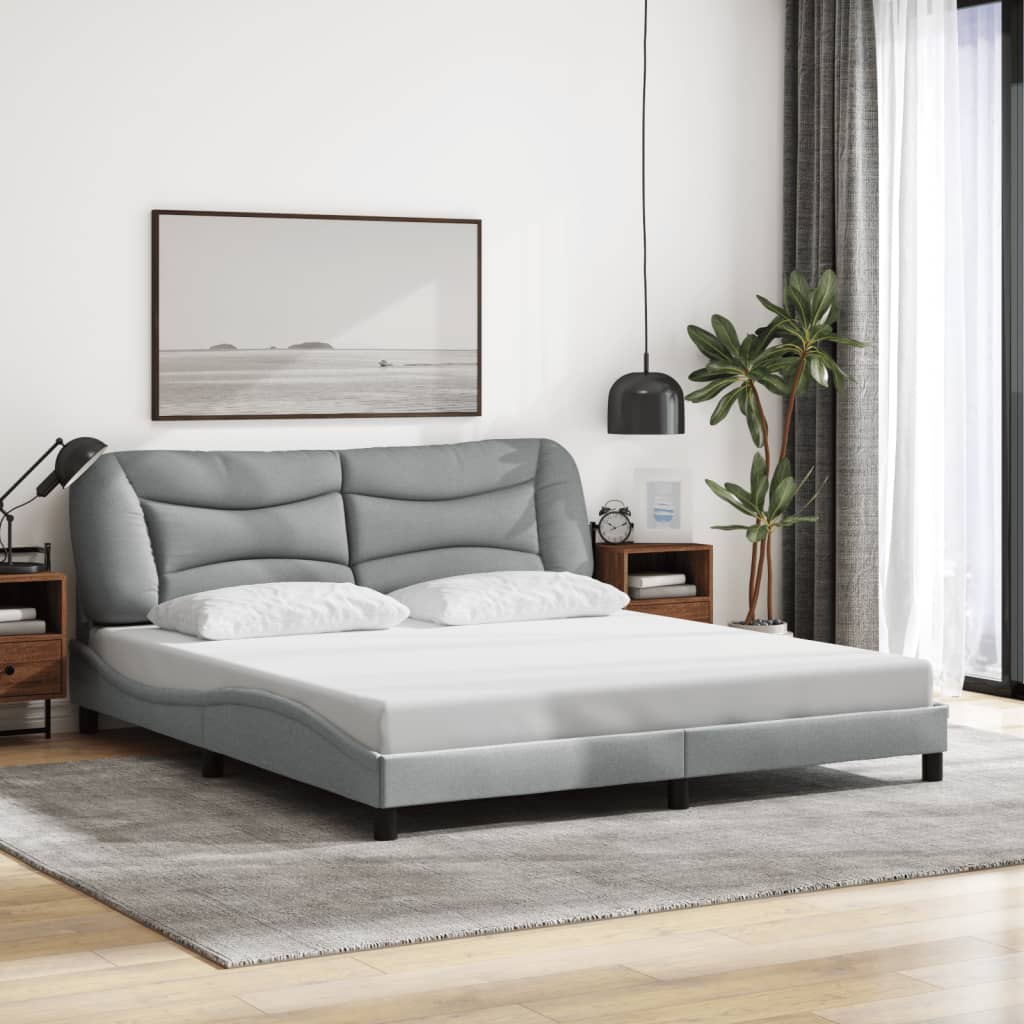 vidaXL Cadru de pat cu LED fără saltea Gri deschis 180x200 cm Material vidaXL Cadru de pat cu LED fără saltea Gri deschis 180x200 cm Material