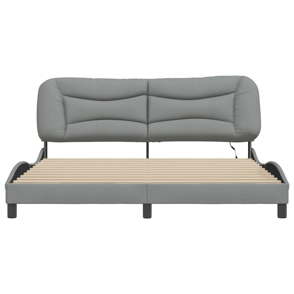 vidaXL Cadru de pat cu LED fără saltea Gri deschis 180x200 cm Material vidaXL Cadru de pat cu LED fără saltea Gri deschis 180x200 cm Material