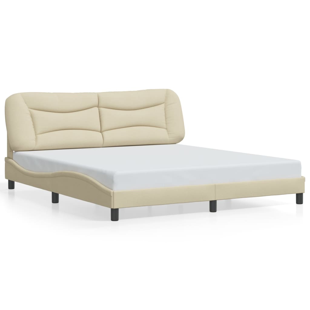 vidaXL Cadru de pat cu LED fără saltea cremă 180x200 cm țesătură vidaXL Cadru de pat cu LED fără saltea cremă 180x200 cm țesătură