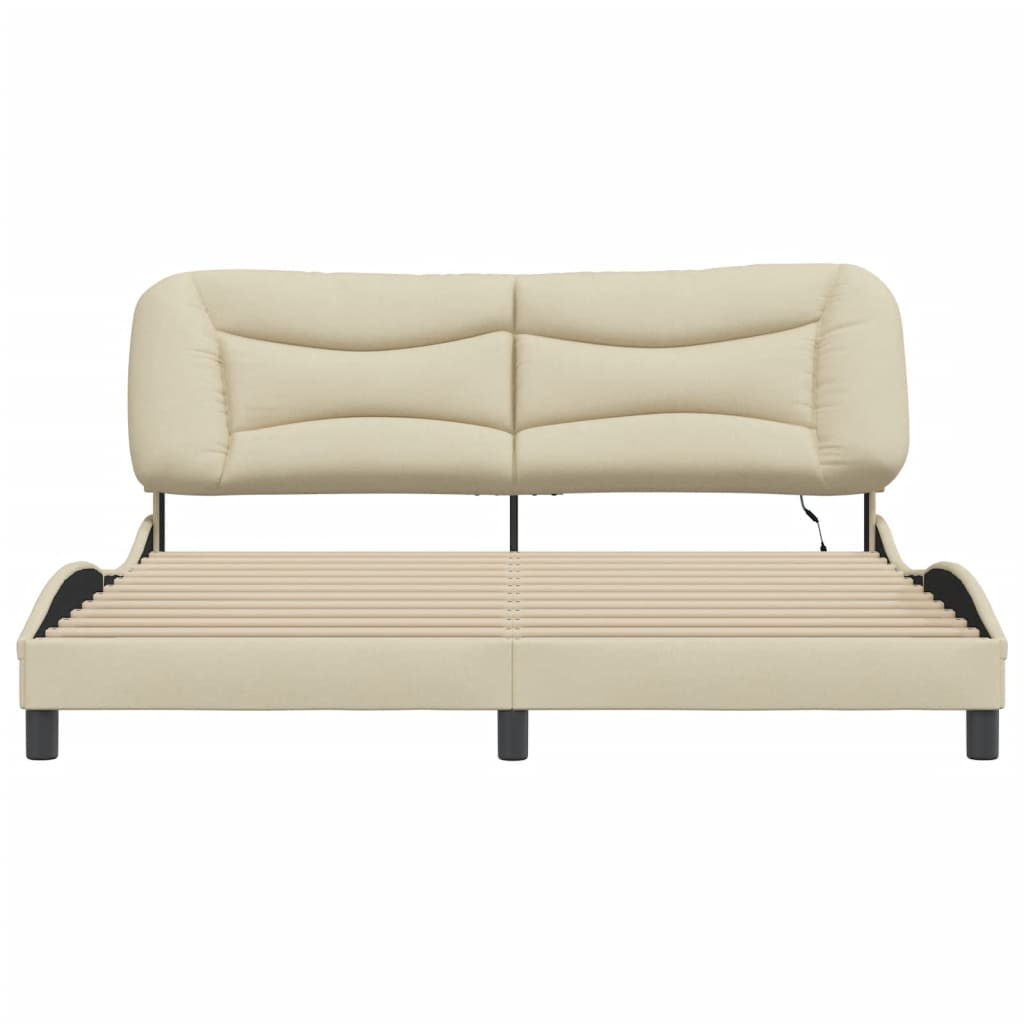 vidaXL Cadru de pat cu LED fără saltea cremă 180x200 cm țesătură vidaXL Cadru de pat cu LED fără saltea cremă 180x200 cm țesătură