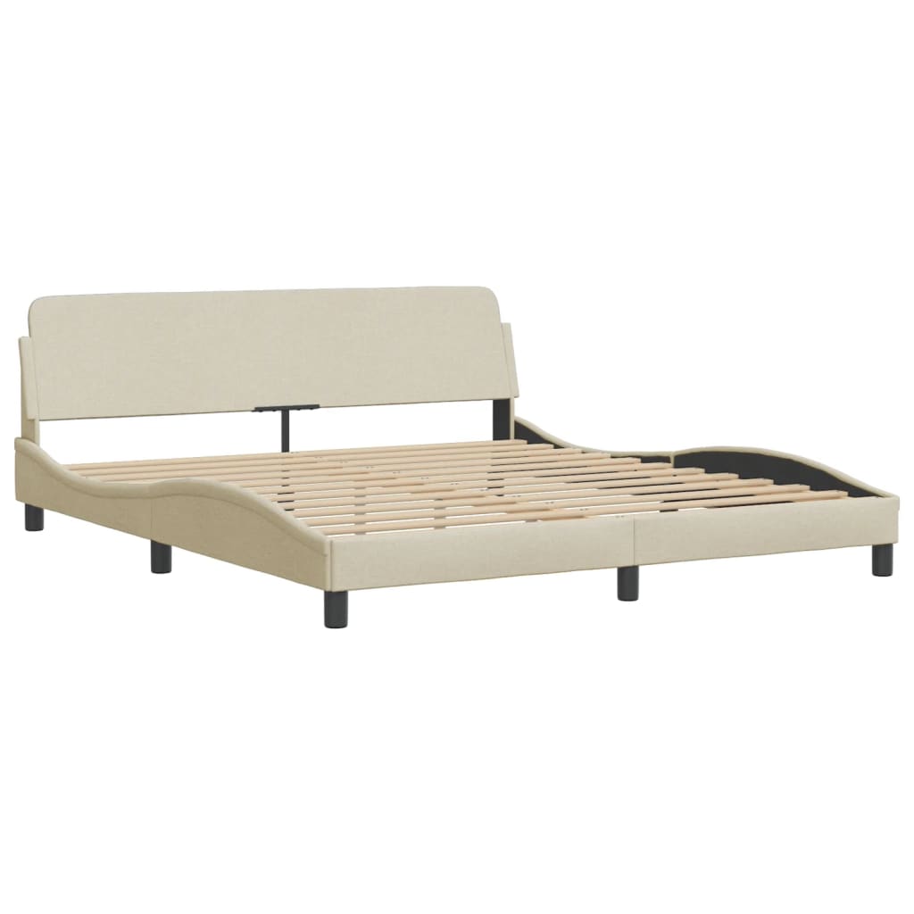 vidaXL Cadru de pat cu LED fără saltea cremă 180x200 cm țesătură vidaXL Cadru de pat cu LED fără saltea cremă 180x200 cm țesătură