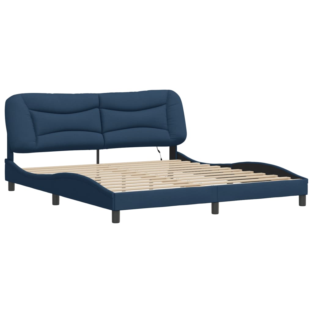 vidaXL Cadru de pat cu LED fără saltea Albastru 180x200 cm Material