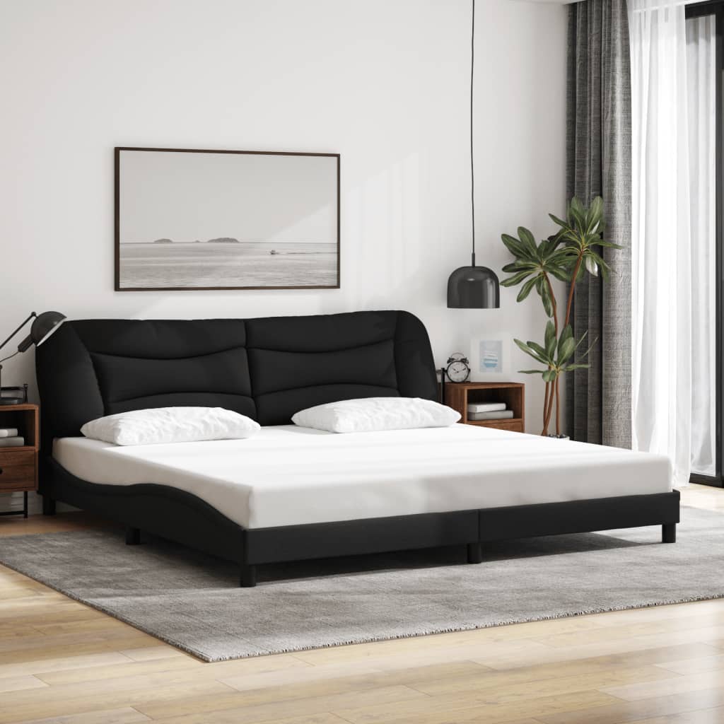 vidaXL Cadru de pat cu LED fără saltea țesătură neagră 200x200 cm