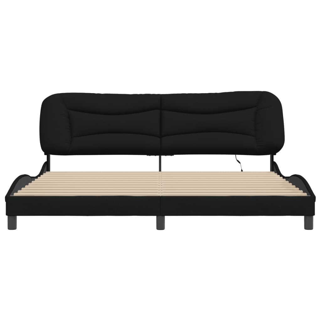 vidaXL Cadru de pat cu LED fără saltea țesătură neagră 200x200 cm